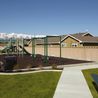 Playground and benches with mountain views